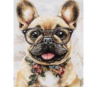Kit De Punto De Cruz Con Estampado Con Tela De Lona 11Ct Bulldog Francés Perros Animales Gafas Awesocrafts Preimpresa Y Costura De Bordado De Hilo De Algodón Kit De Bordado Principiantes 40X