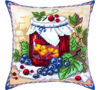 Kit de punto de cruz con estampado de naturaleza muerta para adultos y principiantes, naturaleza muerta con grosellas de 16 x 16 pulgadas con diseño impreso transparente y preciso en lienzo de