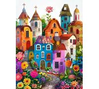 Kit de punto de cruz con estampado popular "Pueblo de cuentos de hadas de ensueño", 11 ct, regalo para principiantes, kit avanzado de bordado a mano DIY-40X50CM