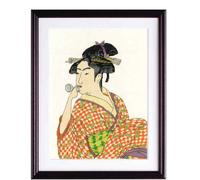 Kit de punto de cruz contado Olympus "Young Woman Blowing a Popen by Kitagawa Ut