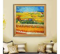 Kit de punto de cruz de 14 ct de trigo dorado, 280 x 280 puntadas, 61 x 61 cm de algodón egipcio con diseño de paisaje