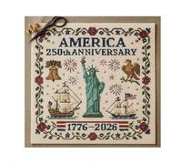 Kit de punto de cruz de 250 aniversario de EE. UU., Patrones de bordado patriótico para principiantes, kit de inicio de punto de aguja personalizado, decoración de pared para el hogar y regalo para