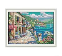 Kit de punto de cruz de café, arte de pared hecho a mano para decoración del hogar, 11 quilates, 27 x 38 cm y 14 quilates, 21 x 30 cm, juego de bordado de algodón ecológico con materiales completos e