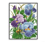 Kit de punto de cruz de flores de iris para principiantes, juego de bordado con hilo de algodón ecológico y agujas, decoración colgante de costura floral para el hogar y sala de estar (impresión B)