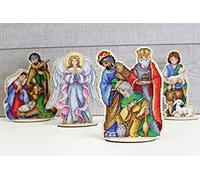 Kit de punto de cruz de Navidad de Tres Reyes Magos sobre base de madera, kit de punto de cruz contado en la madera contrachapada. Historia de nacimiento de Cristo de la Biblia MP Studia O-029