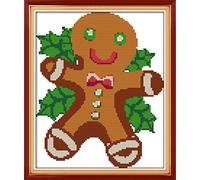 Kit de punto de cruz estampado, OWN4B Christmas Cookie Printed Pattern 11CT 10x13.4 pulgadas Kit de bordado de bricolaje (Cookie)