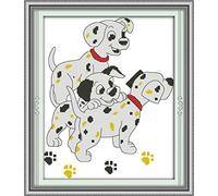 Kit de punto de cruz estampado, OWN4B tres dálmatas patrón impreso 11CT 32 x 38 cm Kit de bordado de bricolaje (Dálmata)