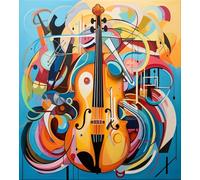 Kit de punto de cruz,Instrumentos musicales abstractos y notas musicales,incluye lienzo preimpreso,hilos,agujas,perfecto para decoración y regalos,juego de bordado DIY para principiantes y entusiastas