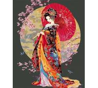 Kit De Punto De Cruz ,Kit De Bordado 11Ct Punto De Cruz Para Adultos, Cuadro De Bordado Diy Preimpreso Punto De Cruz Principiante Decoración Del Hogar Retrato De Una Dama Al Estilo Japonés 40X50Cm