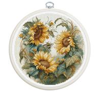 Kit de punto de cruz Luca-S con bastidor de bordado "Girasol", contado, DIY, 17x