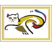 Kit de punto de cruz, The Austed Fat Cat Awesocrafts Easy Patterns Kit de bordado de punto de cruz, suministros de Navidad, estampado o contado (gato, estampado)