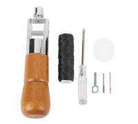Kit de punzón para coser cuero, punzón de costura manual con mango de madera antideslizante y hilo encerado para reparar tiendas de campaña, mochilas y sacos de dormir, herramienta