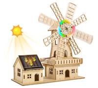 Kit de Puzzle 3D de Madera con Energía Solar Stem - Juguete de Construcción DIY de Casa Molino, Manualidad Educativa de Ciencia para Niños de 8 a 15 años y Adultos.