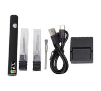 Kit de quemador de hilo recargable Herramienta de hilo digital (Negra) | Pluma calefactora perforada con pantalla Digital, cuentas, artesanía de cuero, costura, tejido y encordado fundido