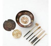 Kit de quemador de incienso chino, juego de fabricación de incienso de latón de 7 piezas, kit de fabricación de incienso, con incensario, molde de sellado, herramientas de prensa, for inciens.