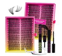 Kit de Racimos de Pestañas 280 piezas, Kit DIY de Pestañas Individuales 30D D Curl con Adhesivo y Sellador para Pestañas, Removedor de Pegamento, Pinzas para Pestañas para Extensión (9-19mm, Kit-MIX)