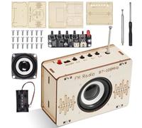 Kit de radio FM de madera, kit DIY radio madera se puede pintar, kit de construcción de radio FM de madera, STEM juguetes experiencias científicas niños, regalo niño niña