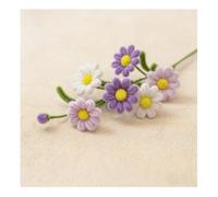 Kit de ramo de margaritas de lana hecho a mano con tallos de alambre ajustables para bodas, flores, decoración del hogar, oficina, manualidades navideñas (morado)
