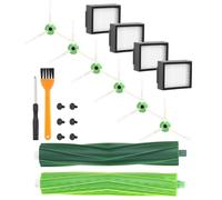 Kit de Recambios para iRobot Roomba Series e/I,E5 E6 i7 i7+ i3 i3+ i4 i4+ i6 i6+ j7 j7+ i8 i8+, Piezas de Repuestos,1 par de cepillos para suelo,4 filtro, 6 cepillos laterale,reemplazo de accesorios