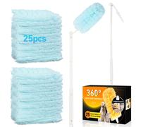 Kit de recargas de 360 ??Duster para Swiffer Duster 25 Pack y 1 manejan cascos mltiples con microfibras 4x. Kit de plum para la limpieza de muebles