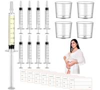 Kit de recolector de calostro de 50 piezas de 3 ml, colector de leche materna con 4 tazas medidoras y 54 calcomanías, colección de calostro, kit de cosecha de calostro con tapa protectora para