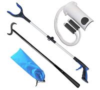 Kit de recuperación de movilidad portátil 5 en 1 con agarrador plegable, ayuda para calcetines, calzador largo y palo de vestir, bolsa de almacenamiento para ancianos y discapacitados