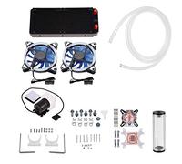 Kit de refrigeración por agua, disipador de calor de 240 mm, tanque de agua cilíndrica, bloque de CPU/GPU universal, tubo transparente, ventiladores LED DIY Cooling System para ordenador