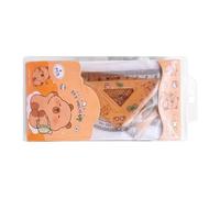 Kit de regla geométrica, transportador Capibara de 15 cm con escala triangular y buscador de ángulos, bonito juego de papelería de 4 piezas | Herramientas de medición matemática para suministros de