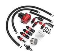 Kit de regulador de presión de combustible ajustable universal para coche 100psi con manómetro(Rojo negro)