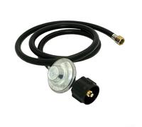 Kit de regulador y manguera para parrillas de barbacoa de propano y pequeños electrodomésticos al aire libre con cuerpo de latón y cumplimiento de seguridad aprobado (ángulo plano de 180°)