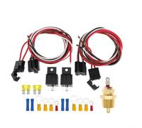 Kit de relé de ventilador eléctrico dual 40 A con sensor de temperatura, interruptor de enfriamiento automático 185 °F encendido/175 °F apagado, arnés de cables de 14 AWG para ventiladores de 10 - 16