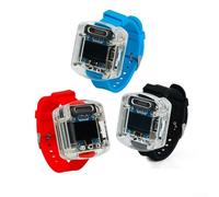 Kit de reloj de voz AI, tablero de desarrollo de entrenamiento de diálogo inteligente con pantalla OLED de 0.96 pulgadas, proyecto electrónico recargable DIY para educación STEM y (negro)