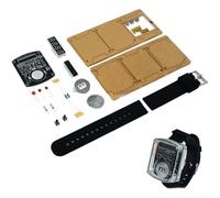 Kit de reloj DIY con pantalla digital LED Conjunto de placa de circuito para educación de soldadura y cronometraje funcional (negro)