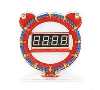 Kit de reloj electrónico, reloj despertador digital LED con control de luz de sonido, kit de soldadura de 51 microcontroladores (rojo + carcasa)