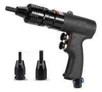 Kit de remachadora industrial, herramienta neumática neumática con cabezal de autobloqueo y ajuste de velocidad para remachado ciego y tuercas planas, solución de remachado eficiente