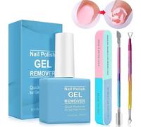 Kit de removedor de esmalte de uñas en gel, 15 ml de quema de esmalte de gel fácil y rápidamente con empujador de cutículas, raspador de uñas y archivo, sin necesidad de remojo o envoltura