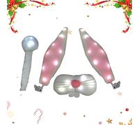 Kit de reno para coche, cuernos LED y nariz, decoración navideña para coche, camión, vacaciones, divertido, festivo, invierno, accesorios fáciles de instalar, familiar de temporada al aire