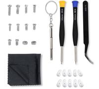 Kit de reparación de anteojos, juego de almohadillas para la nariz con tornillos pequeños, tuercas, pinzas, 2 destornilladores de gafas y 15 pares de retenedores de gafas, ganchos de agarre para las