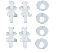 Kit de reparación de asiento de inodoro, paquete de 2/4 con pernos de bisagra y arandelas para accesorios de baño M10, accesorios de montaje de plástico, blanco (4 juegos)