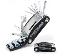 Kit de reparación de bicicleta plegable de acero 16 en 1 | Juego de herramientas multifunción plegable para bicicleta, para mantenimiento de bicicletas