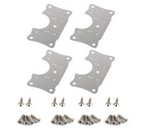 Kit de reparación de bisagras de puerta de armario de acero inoxidable, 4 placas de soporte recto de 9 x 5 cm con 24 tornillos, para armarios de cocina y muebles