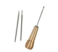 Kit de reparación de costura con punzón de cobre y tres agujas funcionales para cuero, lona, calzado y tareas de manualidades