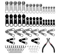 Kit de reparación de cremallera de 85 piezas con alicates de corte superior, reemplace y repare cremalleras