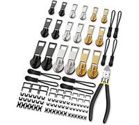 Kit de reparación de cremallera, kit de deslizamiento de repuesto de cremallera mejorado (99 piezas), incluye reemplazo de tirador de cremallera, alicates de cremalleras instantáneos, fácil