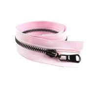 Kit de reparación de cremalleras metálicas (2 piezas, tamaño 3, 15-70 cm, extremo abierto/cerrado), para decoración de bolsos y prendas de vestir.,Rosa y negro,40 cm - Extremo abierto