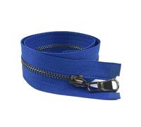 Kit de reparación de cremalleras metálicas (2 piezas, tamaño 3, 15-70 cm, extremo abierto/cerrado), para decoración de bolsos y prendas de vestir.,Azul real, negro pistola,18 cm-Cerrar extremo