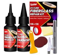 Kit de Reparación de Fibra de Vidrio, Kit de Reparación de Tabla de Surf Transparente con Luz UV, Reparación Rápida de Grietas, Agujeros y Astillas en Tablas de Surf, Tablas de Remo, Barcos