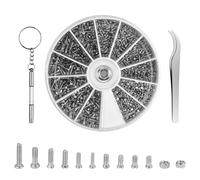Kit de Reparación de Gafas 1000 PCS Tornillos Tuercas Surtido Kits Tornillos y Tuercas de Acero Inoxidable con Destornillador y Pinza Kits de Tornillo Pequeño para Gafas/Gafas de Sol/Reloj
