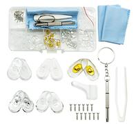 Kit de Reparación de Gafas, 25 Pares Almohadillas de Nariz para Gafas Silicona Enroscables, Almohadillas Nasales para Gafas, con Tornillos Pinzas y Paño de Limpieza