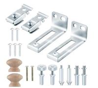 Kit de reparación de herrajes para puerta plegable con pivote superior de metal, soporte inferior y rueda guía para puertas correderas de armario, juego de acabado plateado